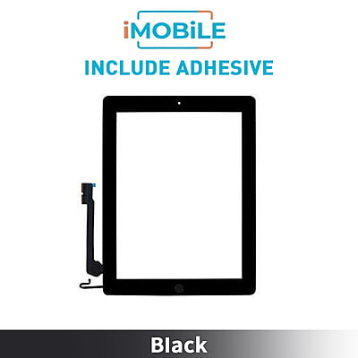 iPad 4 (9.7 Inch) Compatible Digitizer Screen With Home Button Assembly and Adhesive Tape Attached [Black] [Include Adhesive]