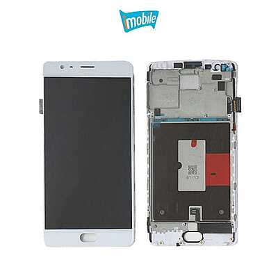 One Plus 3 Compatible LCD Touch Digitizer Screen with Frame [White]