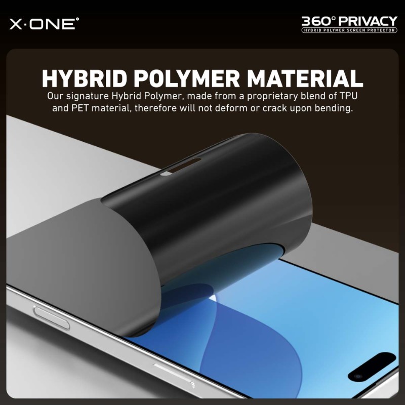 X.One [360 Privacy] Hybrid Polymer Borderless Impact Screen Protector, iPhone 18 Pro [Matte Privacy]