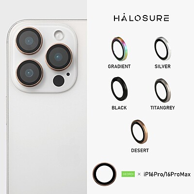 Halosure Geordi Rear Camera Lens Armour Protector (Anti-Reflection), iPhone 16 Pro / 16 Pro Max