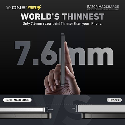 X.One Razor MagSafe Magnetic Wireless Charging Power Bank [5000 mAh] [1 Ports + Wireless MagSafe]