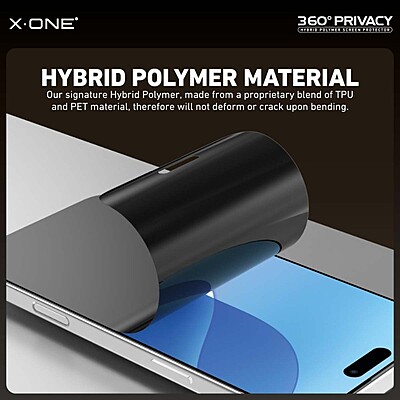 X.One [360 Privacy] Hybrid Polymer Impact Screen Protector, iPhone 15 Pro Max [Privacy]