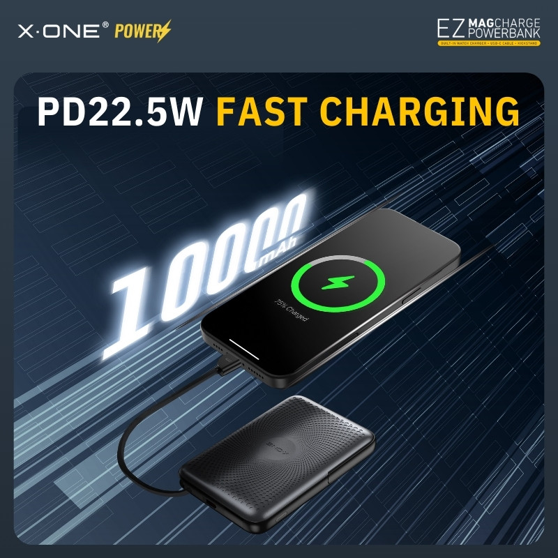 X.One EZ 22.5W 4-in-1 MagSafe Magnetic Wireless Charging Power Bank [10k mAh] [1 Ports + Wireless MagSafe + Apple Watch Charger + Type-C Cable]
