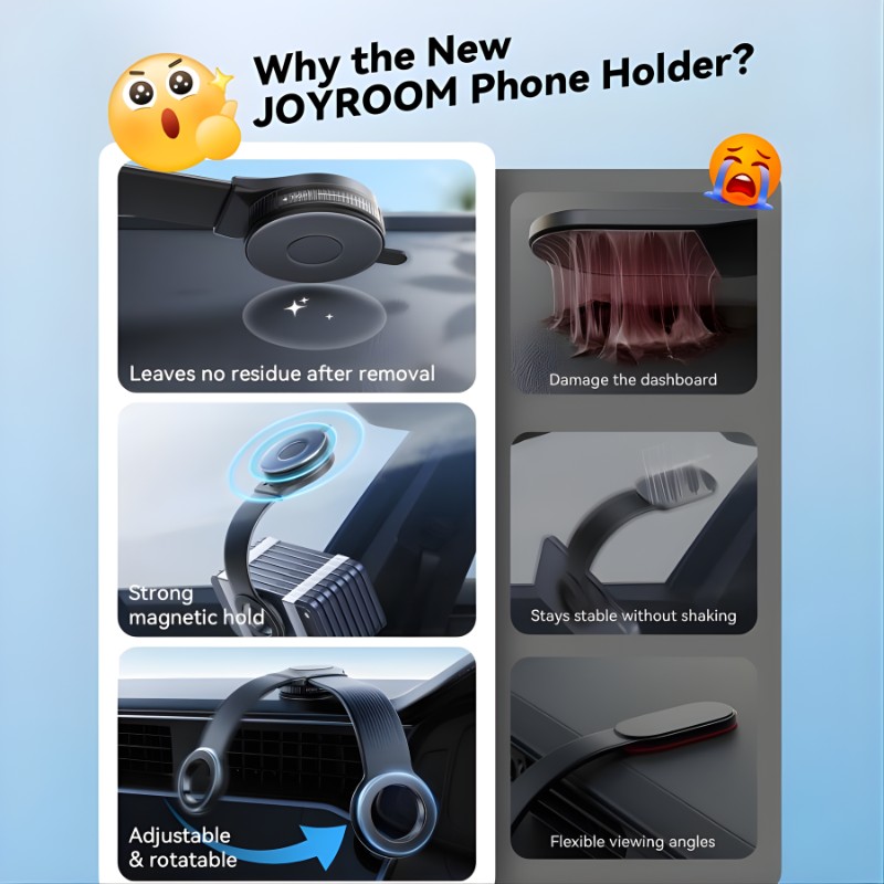 JoyRoom JR-ZS518 Car Vacuum Suction Cup Bendable Mount Phone Holder