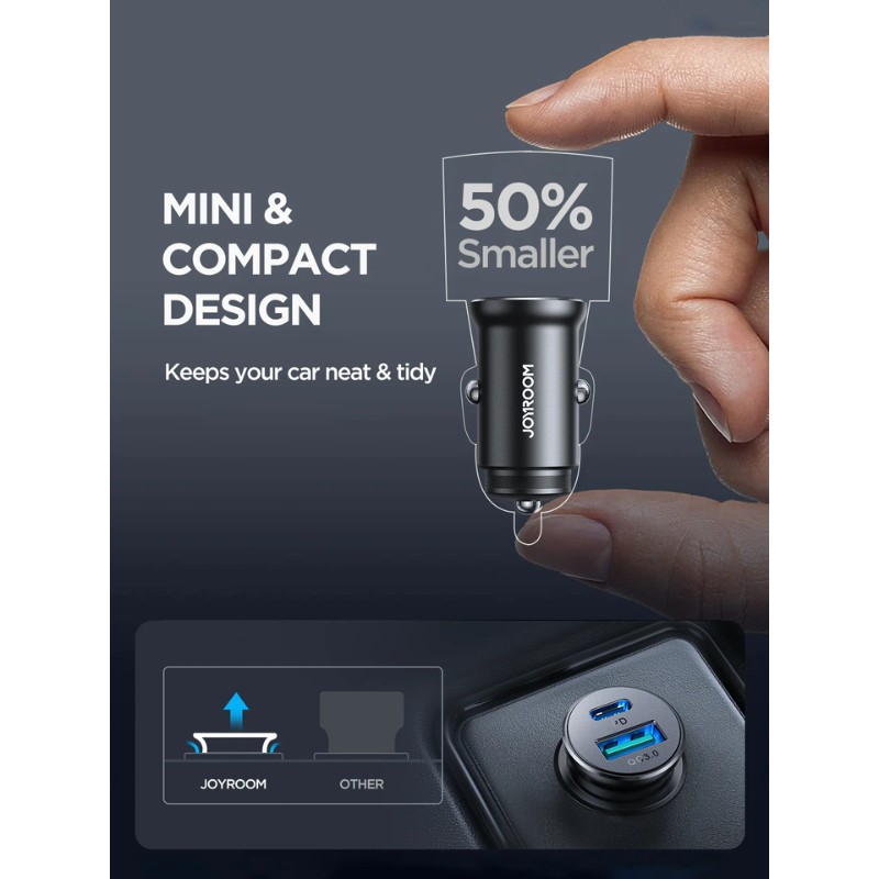 JoyRoom JR-CCN05 30W QC + PD Car Charger [USB-A + USB-C]