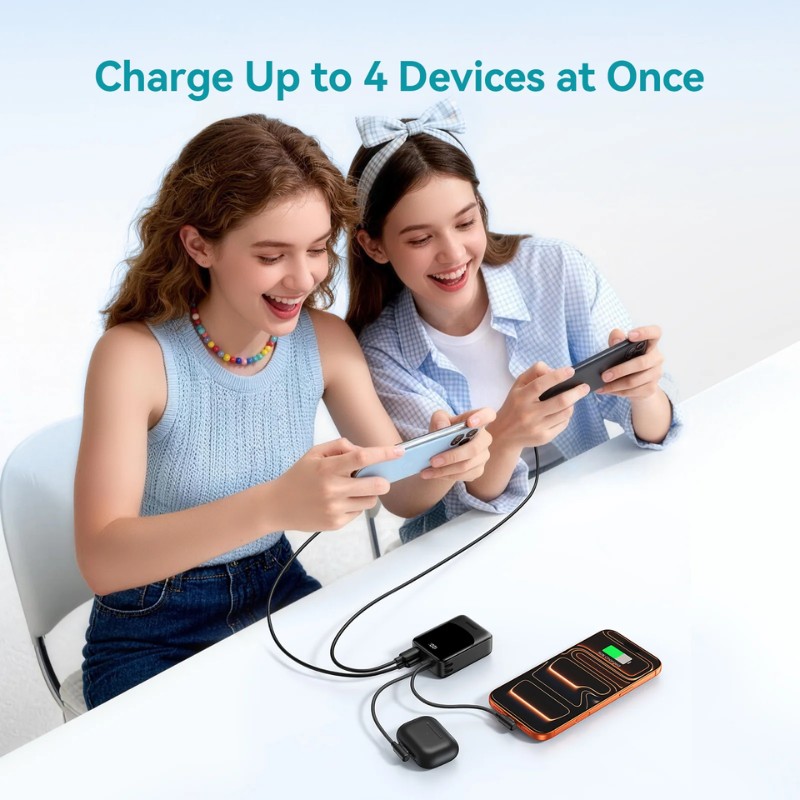 JoyRoom JR-PC1 22.5W Mini Power Bank [10K mAh] [2 Port + Lightning & USB-C Cables]