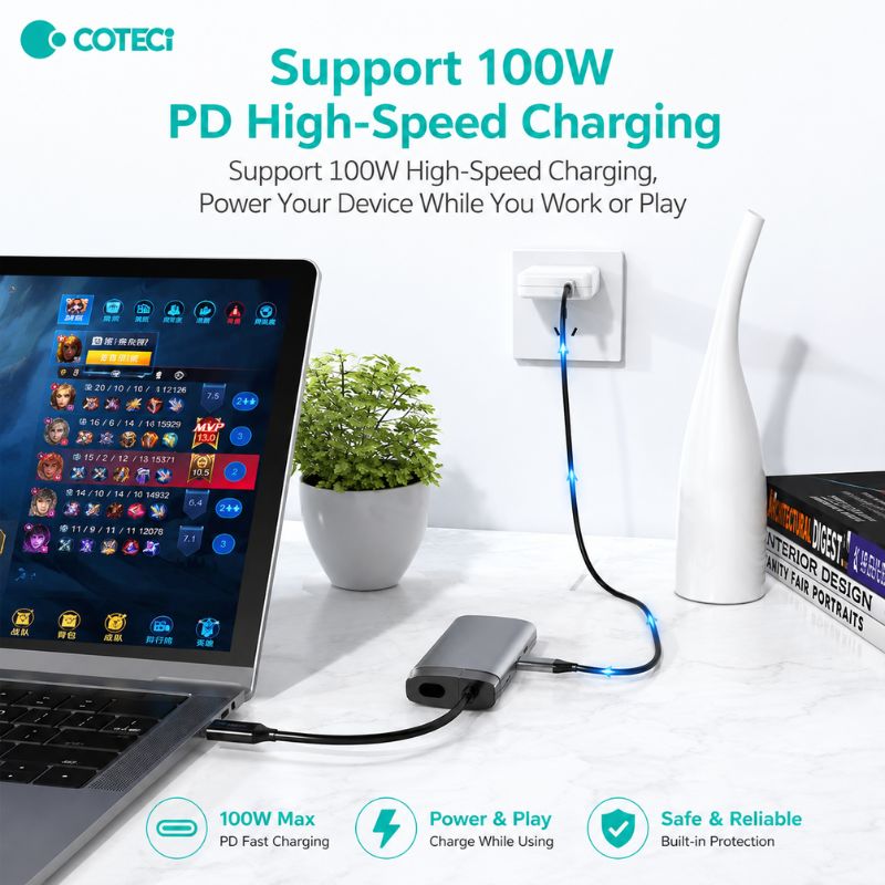 COTECi 16011 USB-C Seven-in-One USB HUB [USB-C to 7 Ports, SD/USB-A/USB-C/HDMI]