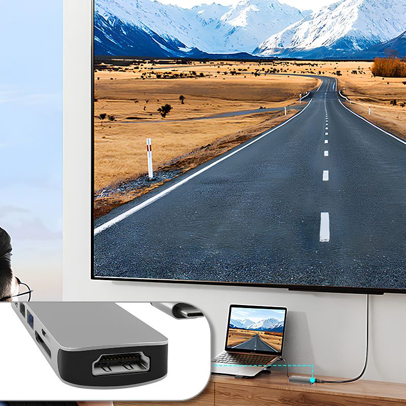 COTECi 16010 USB-C Six-in-One USB HUB [USB-C to 6 Ports, SD/USB-A/USB-C/HDMI]