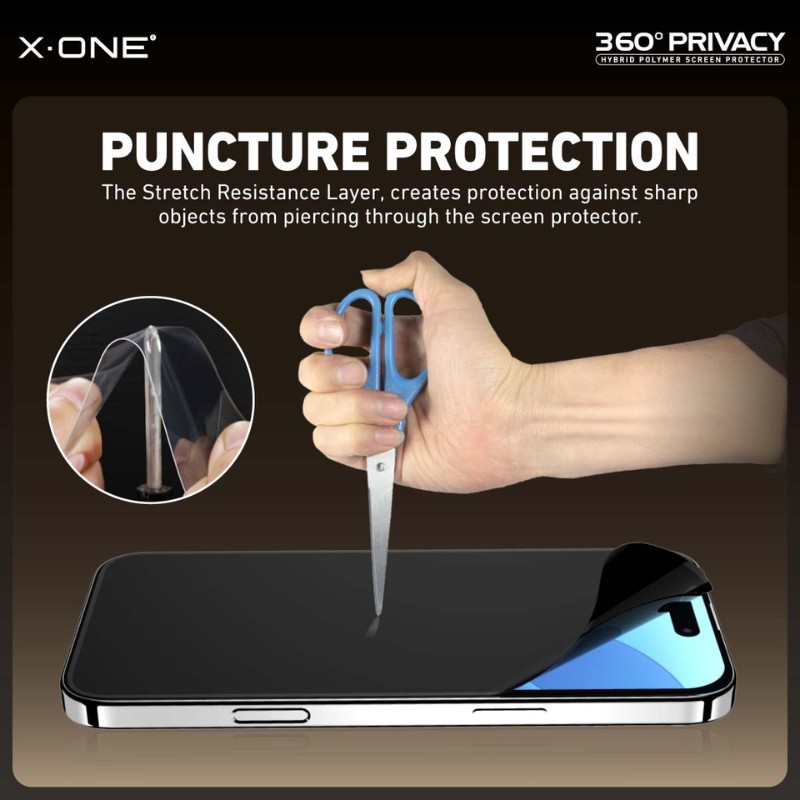 X.One [360 Privacy] Hybrid Polymer Borderless Impact Screen Protector, iPhone 18 Pro Max [Matte Privacy]