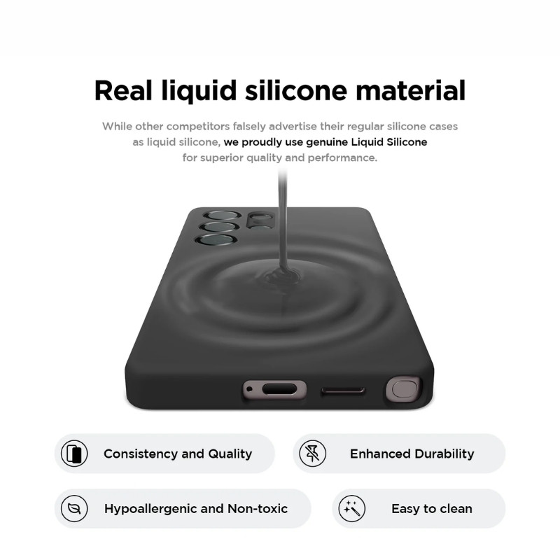 iShield [MagSafe] Liquid Silicon Snap Case, Samsung s25 Ultra [Black]