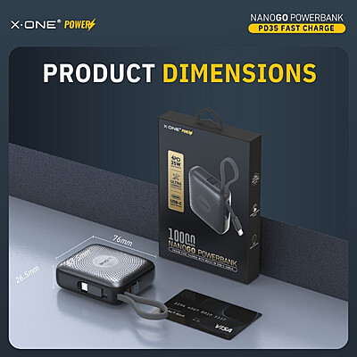 X.One NanoGo 35W Power Bank [10K mAh] [1 Ports +Type-C Cable]