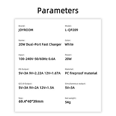 JoyRoom JR-TCF05 USB-C PD + USB-A Wall Charger [Certified]