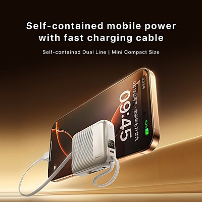 REMAX FC-05 22.5W Power Bank [FC-05] [10K mAh] [2 Ports + Lightning & USB-C  (Type-C) Cables]