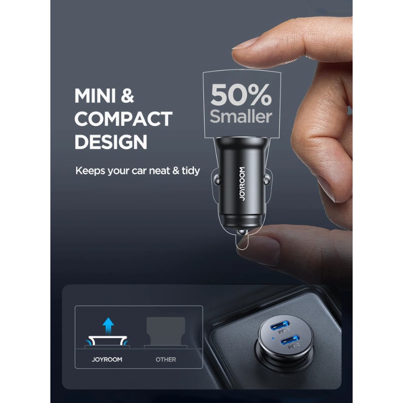JoyRoom JR-CCN06 30W QC + PD Car Charger [2 USB-C]