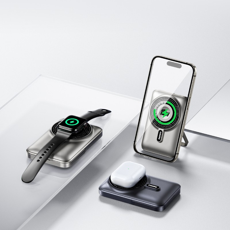 Remax RPP-695 22.5W Power Bank [10K mAh] [2 Ports + Wireless MagSafe + Apple Watch Charger]