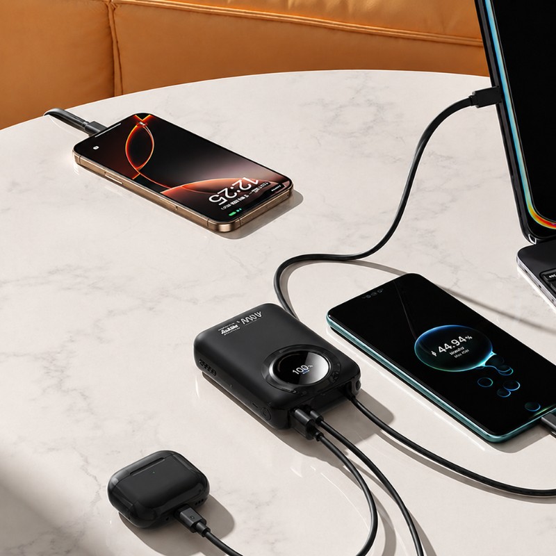 Remax FC-02 45W Power Bank [20K mAh] [2 Ports + Lightning & USB-C Cables]