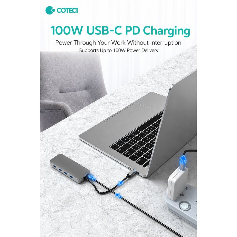 COTECi 16012 USB-C Ten-in-One USB HUB [USB-C to 10 Ports, SD/USB-A/USB-C/HDMI]