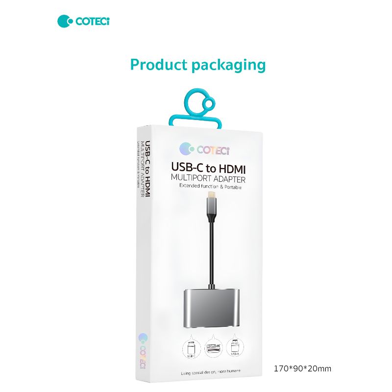 COTECi 83012 USB-C Three-in-One USB HUB [USB-C to 3 Ports, USB-A/USB-C/HDMI]