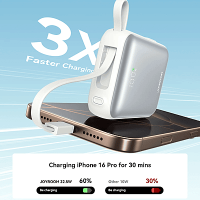 JoyRoom JR-PBF14 22.5W Mini Power Bank [10K mAh] [1 Port + Lightning & USB-C Cables]