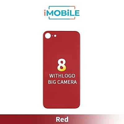 iPhone 8 Compatible Back Cover Glass With Big Camera Hole [Red]