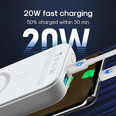 JoyRoom JR-W020 20W MagSafe Wireless Power Bank [10K mAh] [2 Ports + Wireless MagSafe]