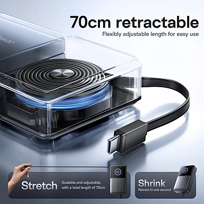 JoyRoom JR-PR1 22.5 with Built-in Retractable Cable Power Bank [1 Port + USB-C Cable]