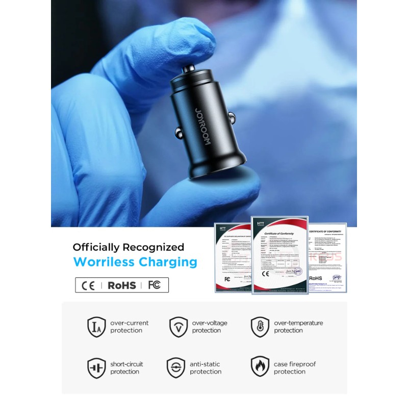 JoyRoom JR-CCN05 30W QC + PD Car Charger [USB-A + USB-C]