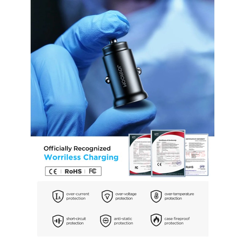 JoyRoom JR-CCN06 30W QC + PD Car Charger [2 USB-C]