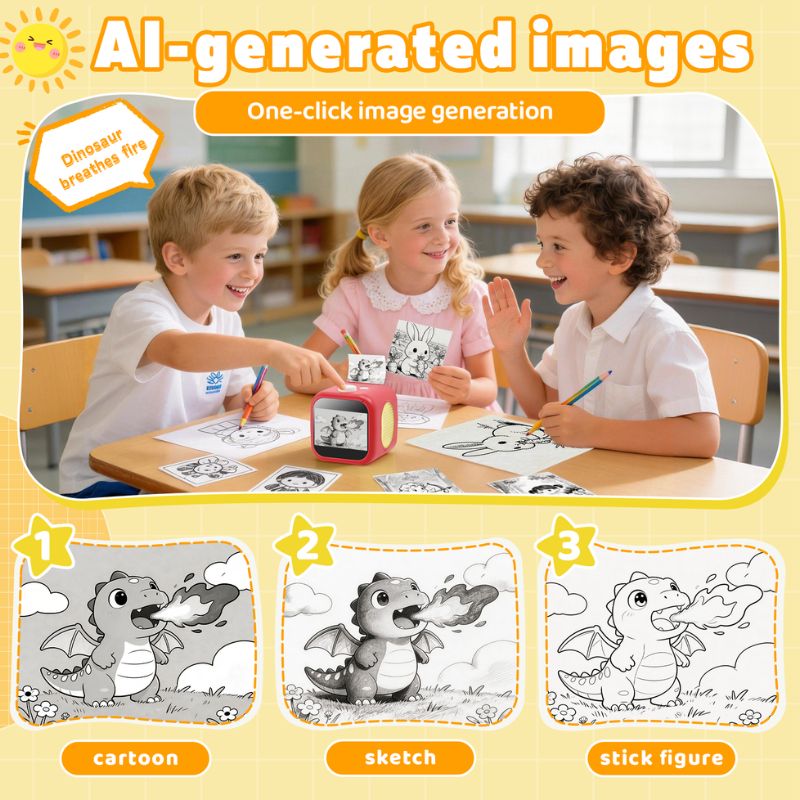AI Voice Interactive Sticker Printer with 3.5-Inch Touchscreen
