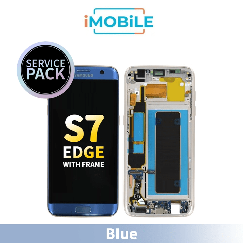 Samsung Galaxy S7 Edge G935 LCD Touch Digitizer Screen With Frame [Blue] Service Pack GH97-18533G