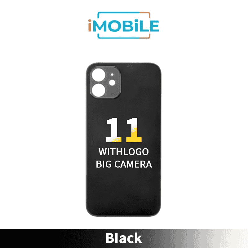 iPhone 11 Compatible Back Cover Glass Big Camera Hole [Black]