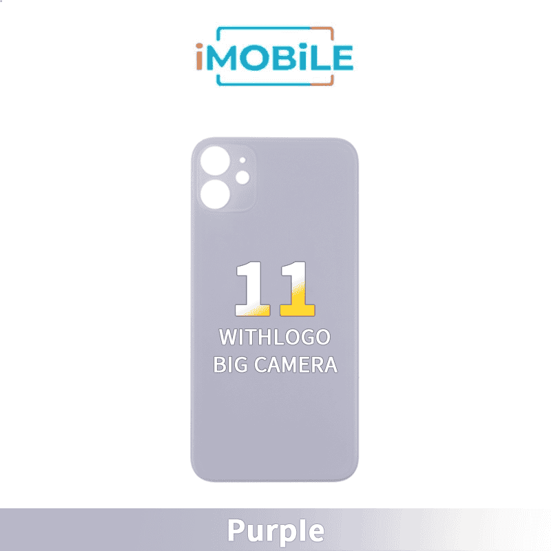 iPhone 11 Compatible Back Cover Glass Big Camera Hole [Purple]