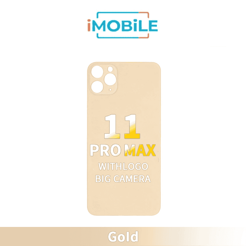 iPhone 11 Pro Max Compatible Back Cover Glass Big Camera Hole [Gold]