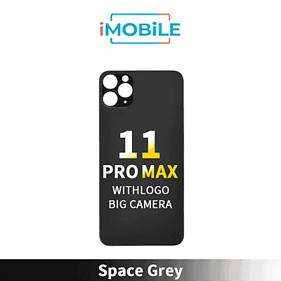iPhone 11 Pro Max Compatible Back Cover Glass Big Camera Hole [Space Grey]