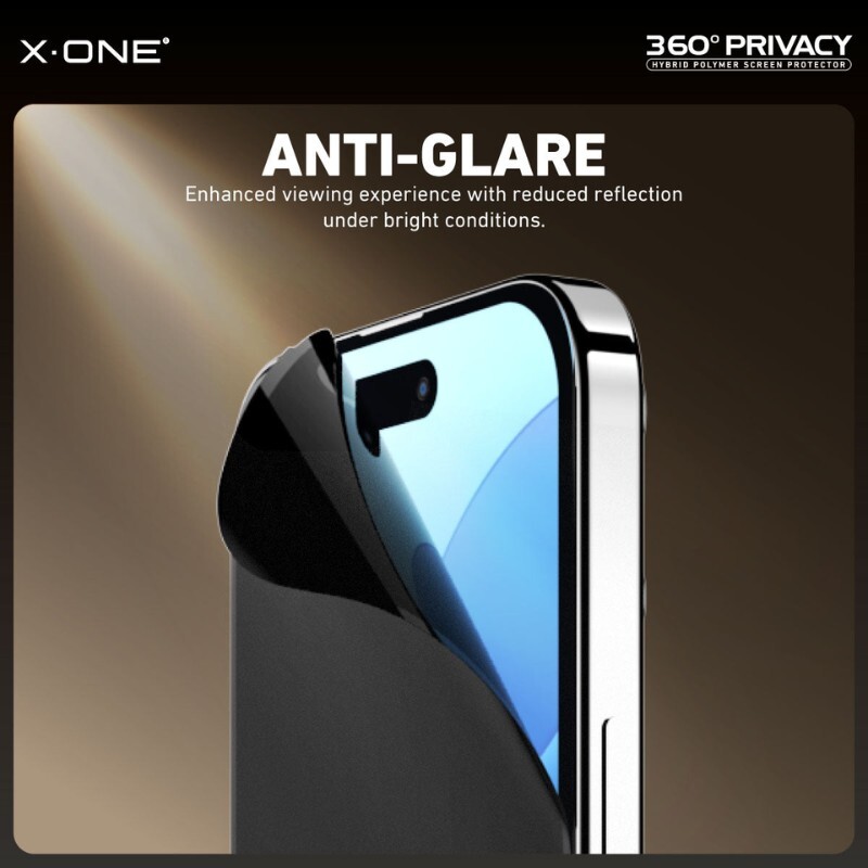 X.One [360 Privacy] Hybrid Polymer Borderless Impact Screen Protector, iPhone 18 Pro [Matte Privacy]