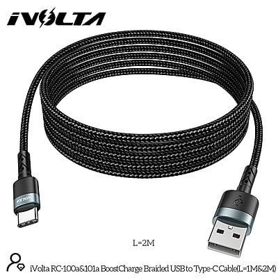 iVolta [RC-101a] BoostCharge 2m Braided USB to Type-C Cable