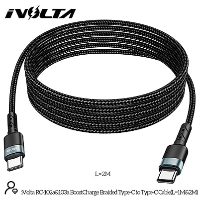 iVolta [RC-103a] BoostCharge 2m Braided Type-C to Type-C Cable