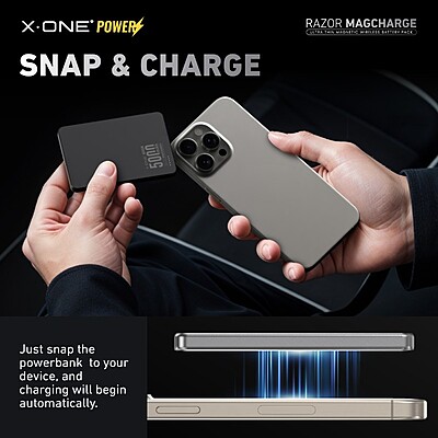 X.One Razor MagSafe Magnetic Wireless Charging Power Bank [5000 mAh] [1 Ports + Wireless MagSafe]