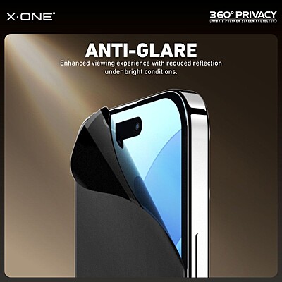 X.One [360 Privacy] Hybrid Polymer Impact Screen Protector, iPhone 15 Pro Max [Privacy]