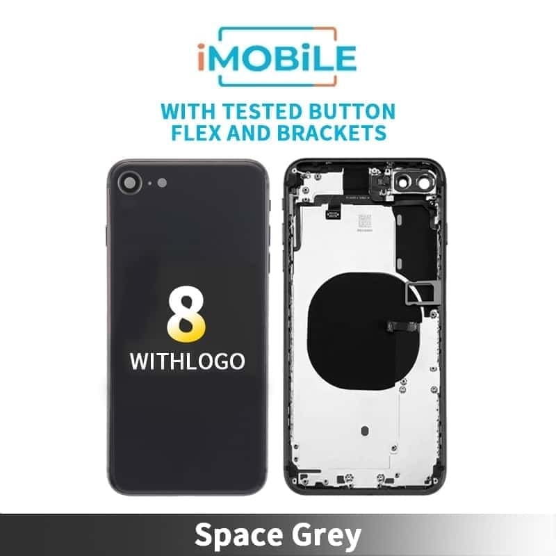 iPhone 8 Compatible Back Housing [With Tested Button Flex And Brackets] [Space Grey]