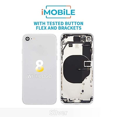 iPhone 8 Compatible Back Housing [With Tested Button Flex And Brackets] [Silver]