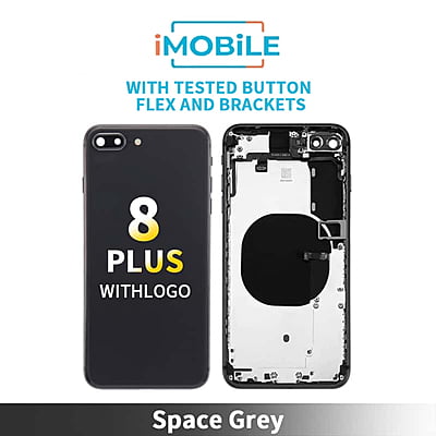 iPhone 8 Plus Compatible Back Housing [With Tested Button Flex And Brackets] [Space Grey]