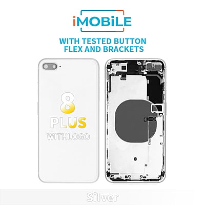 iPhone 8 Plus Compatible Back Housing [With Tested Button Flex And Brackets] [Silver]