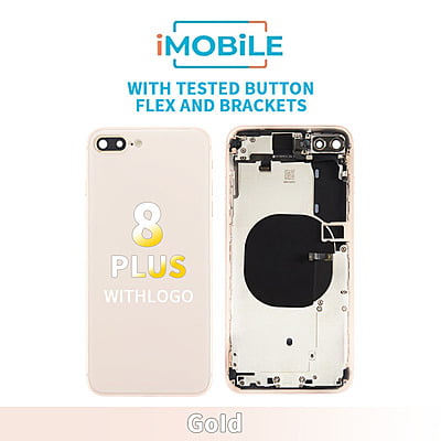 iPhone 8 Plus Compatible Back Housing [With Tested Button Flex And Brackets] [Gold]