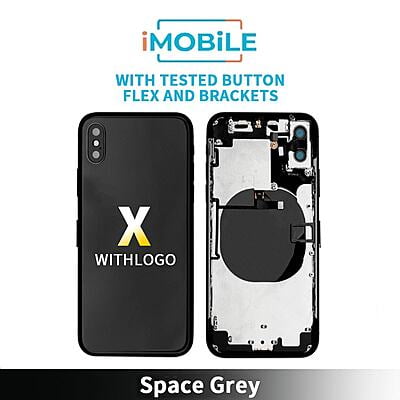 iPhone X Compatible Back Housing [With Tested Button Flex And Brackets] [Space Grey]