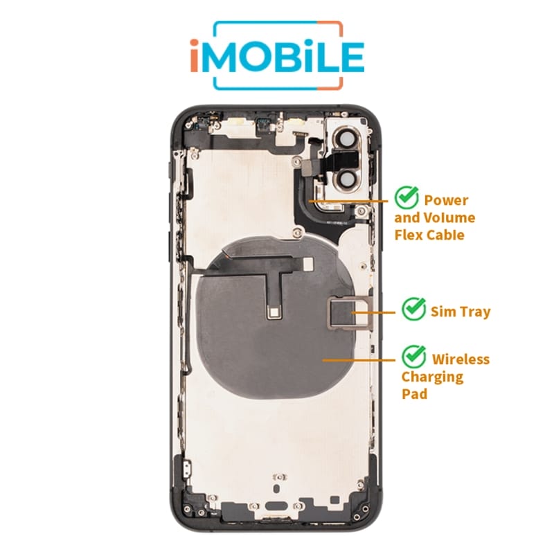 iPhone XS Compatible Back Housing [with Power and Volume Flex] [A+] [Space Grey]