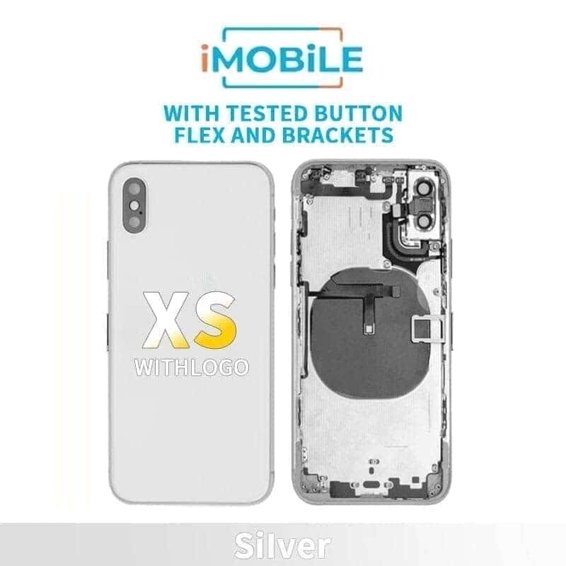 iPhone XS Compatible Back Housing [With Tested Button Flex And Brackets] [Silver]