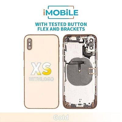 iPhone XS Compatible Back Housing [With Tested Button Flex And Brackets] [Gold]