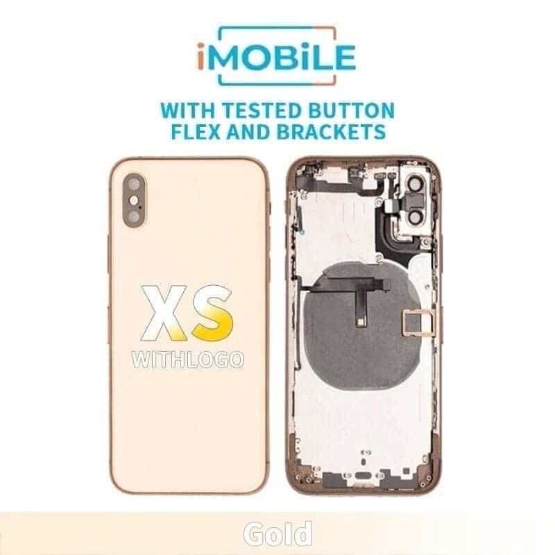 iPhone XS Compatible Back Housing [With Tested Button Flex And Brackets] [Gold]