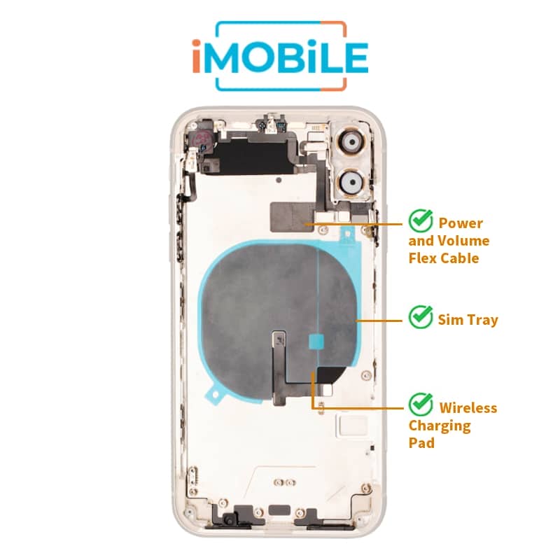 iPhone 11 Pro Max Compatible Back Housing [with Power and Volume Flex] [A+] [Silver]